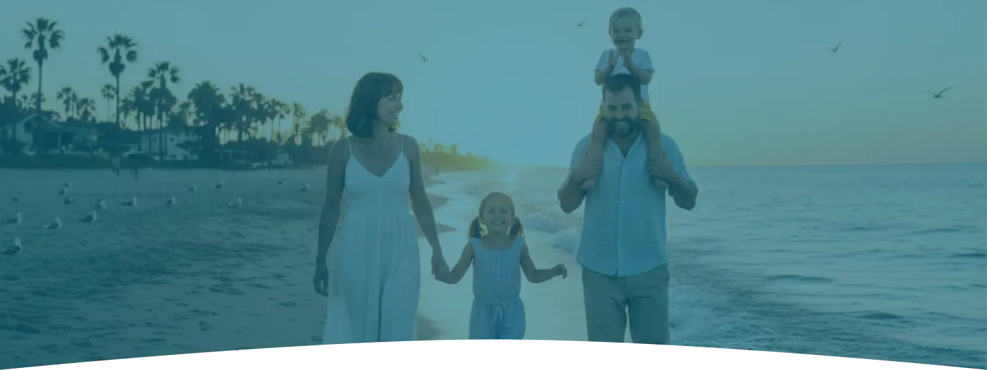 Family walking on grass